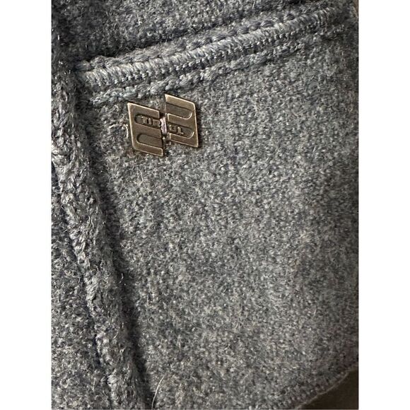 Vintage Manfred Wesenjak grey Solid Knit Mesh Vent Wool Cardigan Adult Size 44 G - Picture 4 of 7